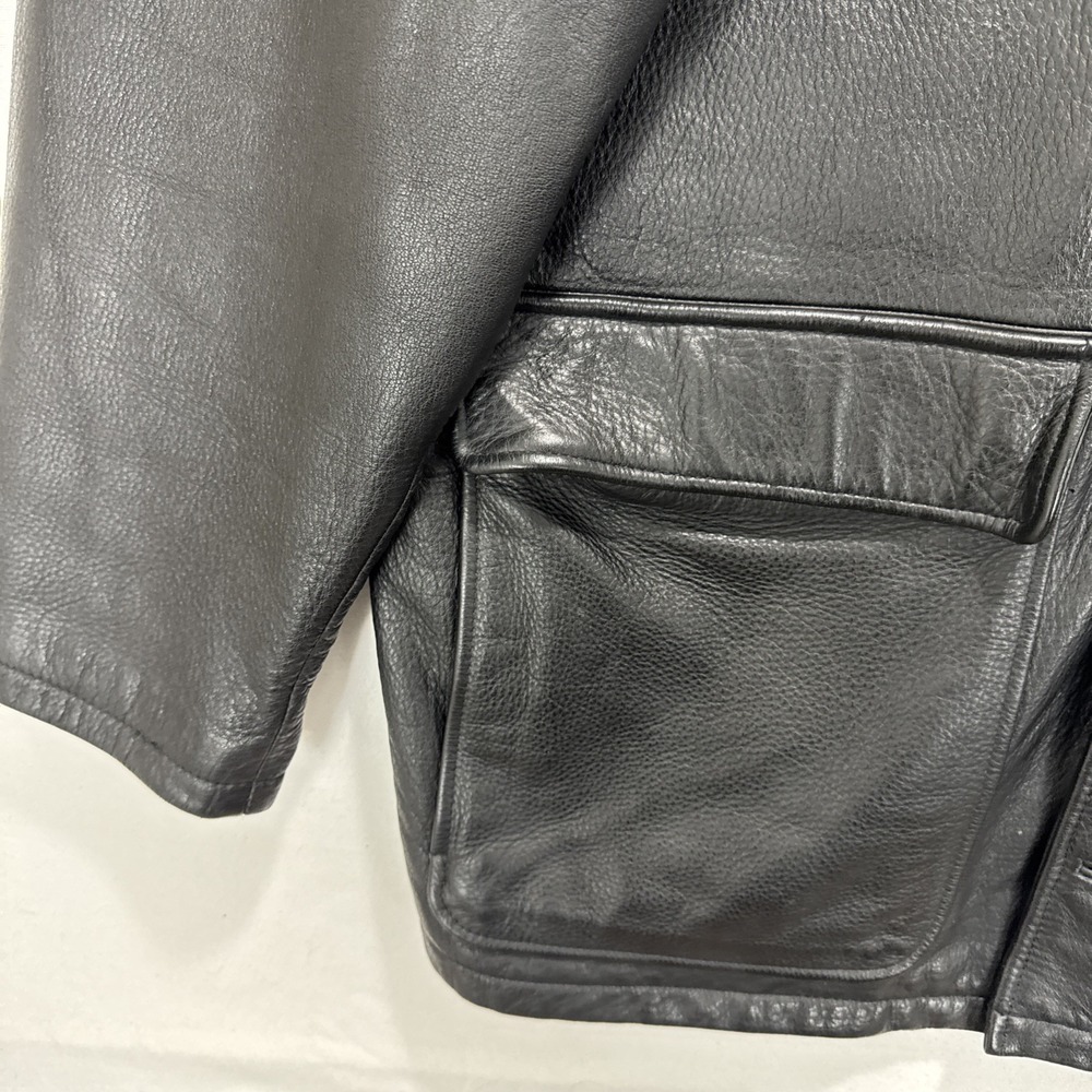 VTG Field Gear Leather Bomber Jacket‎ Heavy Men's Sz M/L Tall Full Zip Buttons - Picture 3 of 14